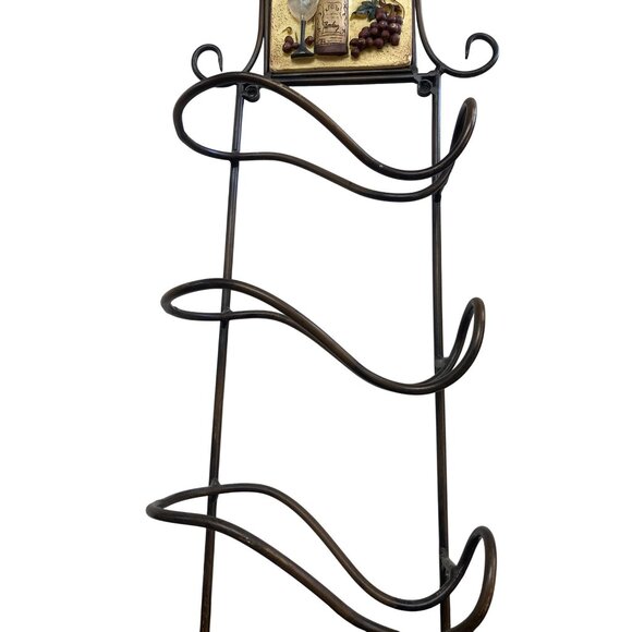 Wine Rack Wall Decor 6 Bottle Metal Scroll - Picture 9 of 13